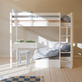 High bed with sofa, desk and mattress, 90x200 cm