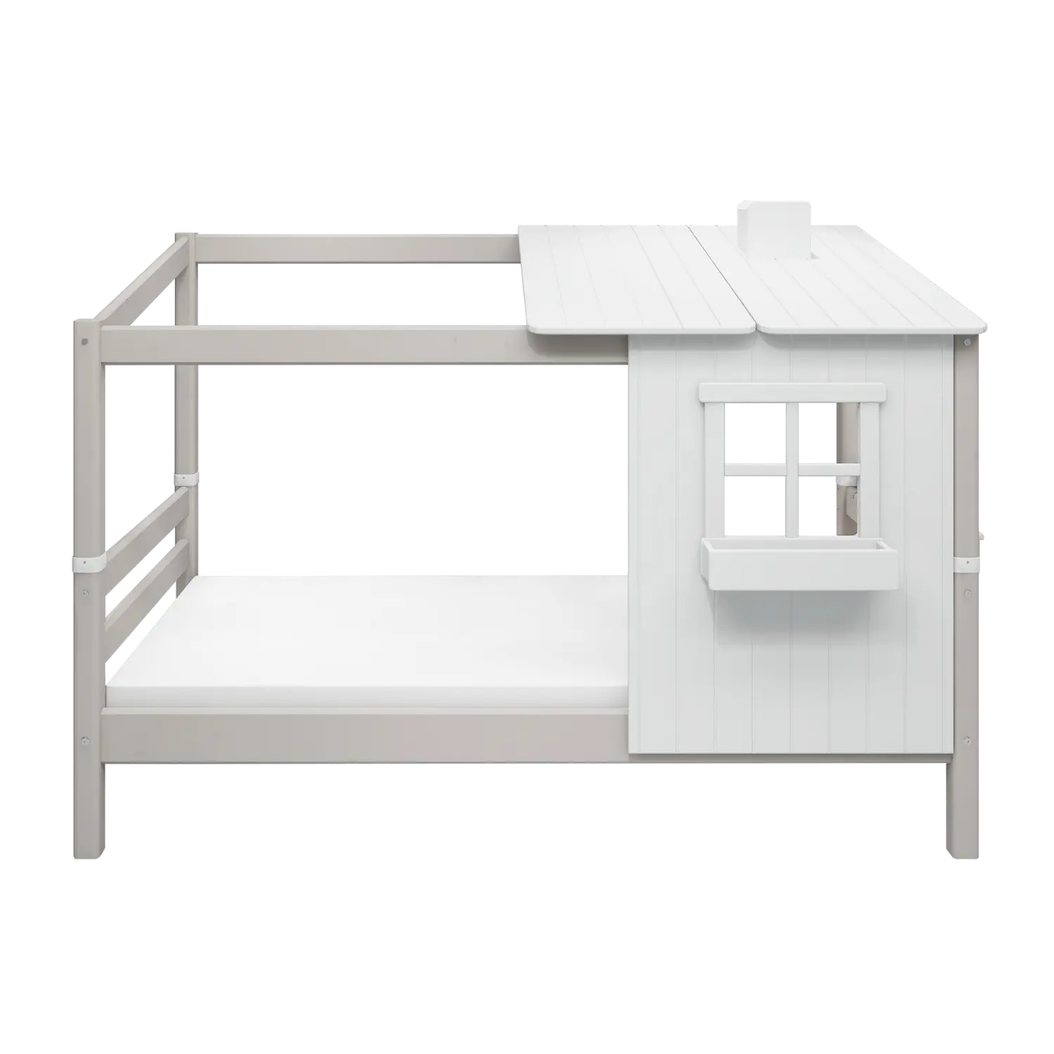 Single Bed with 1/2 House, 90x200 cm, White/Grey SINGLE_BED 200 flexa-com.myshopify.com