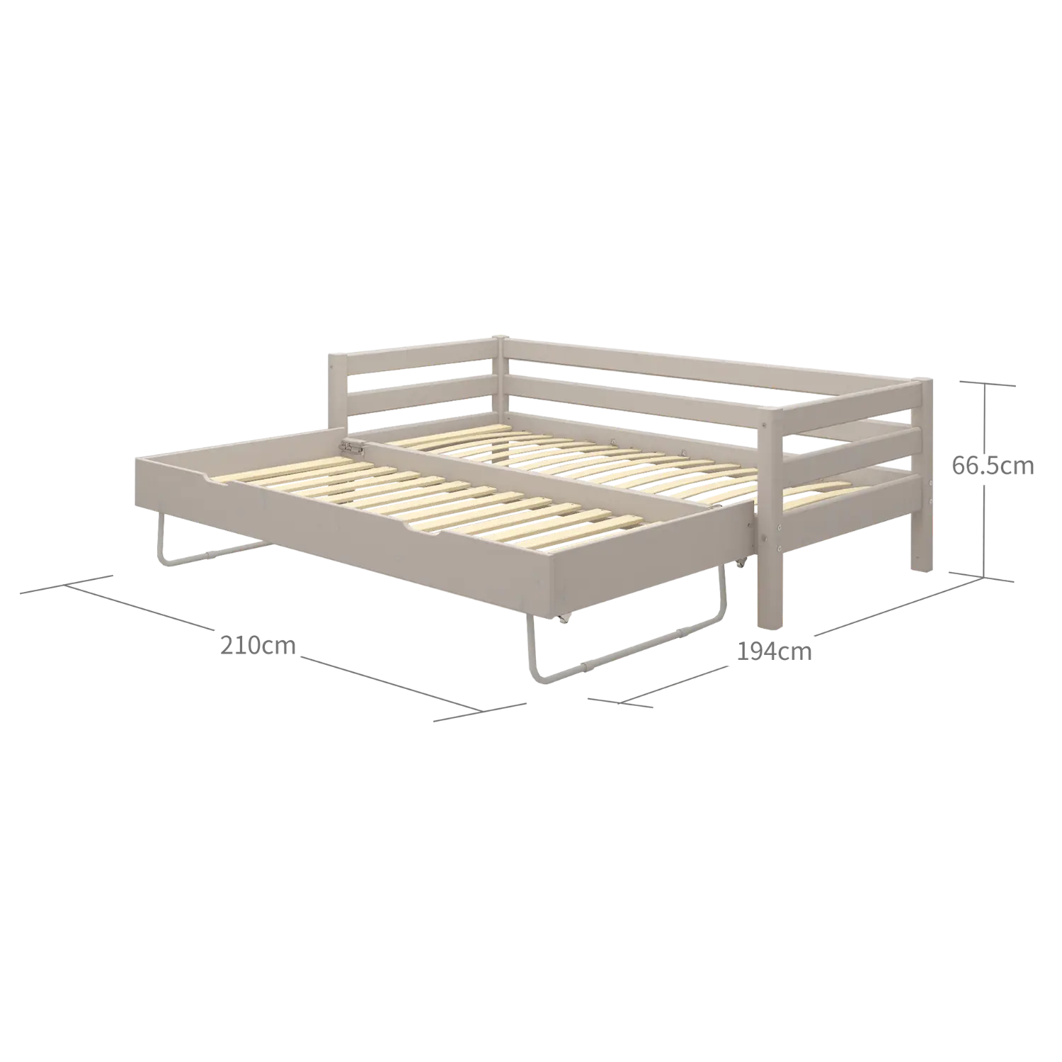 Single Bed with Pull-out Bed, 90x200 cm, Grey SINGLE_BED 200 flexa-com.myshopify.com