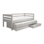 Single Bed with Pull-out Bed, Storage and Safety Rail, 90x200 cm, Grey SINGLE_BED 200 flexa-com.myshopify.com
