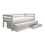 Single Bed with Pull-out Bed, Storage and Safety Rail, 90x200 cm, Grey SINGLE_BED 200 flexa-com.myshopify.com