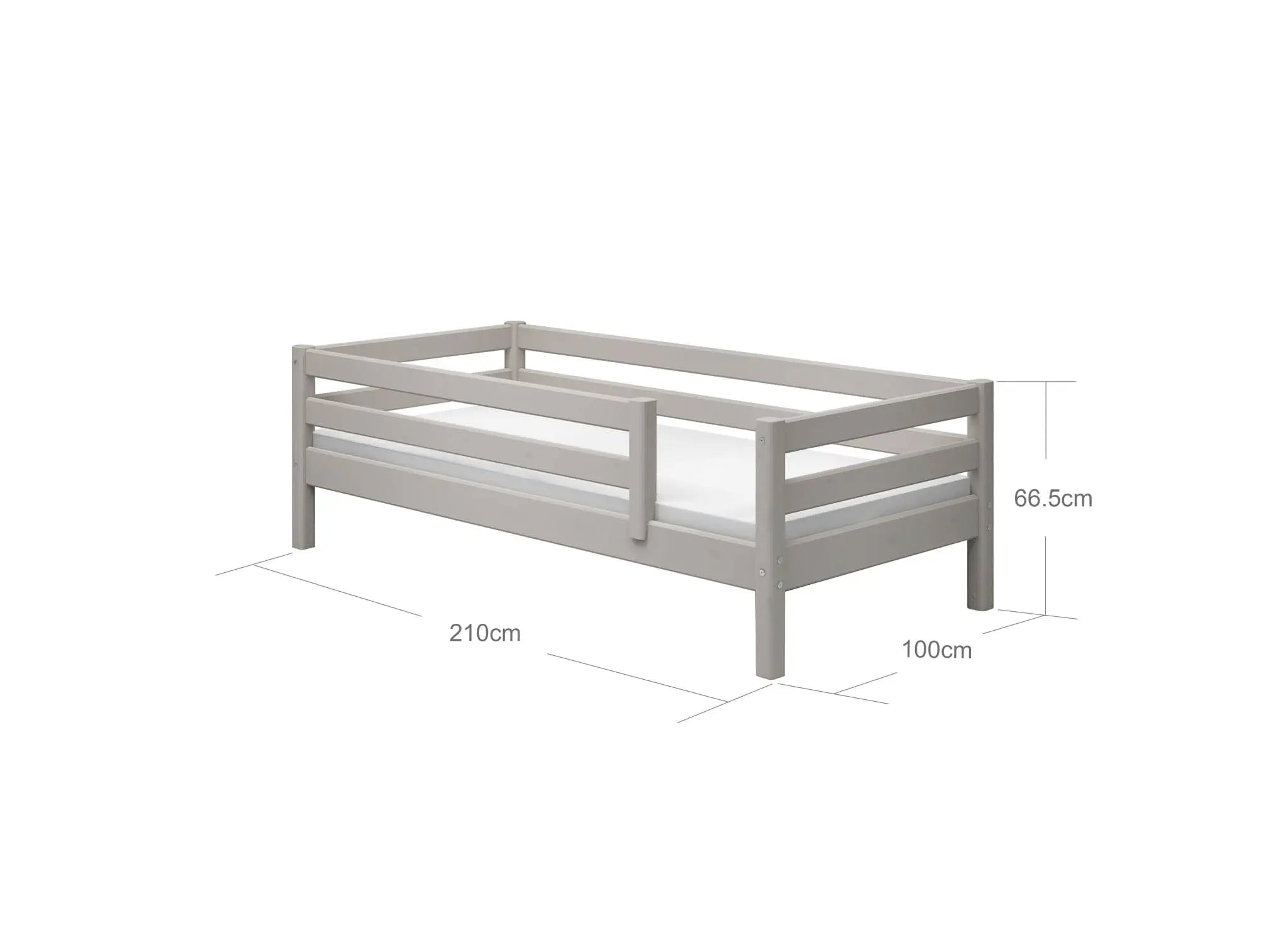 Single Bed with Safety Rail, 90x200 cm, Grey SINGLE_BED 200 flexa-com.myshopify.com