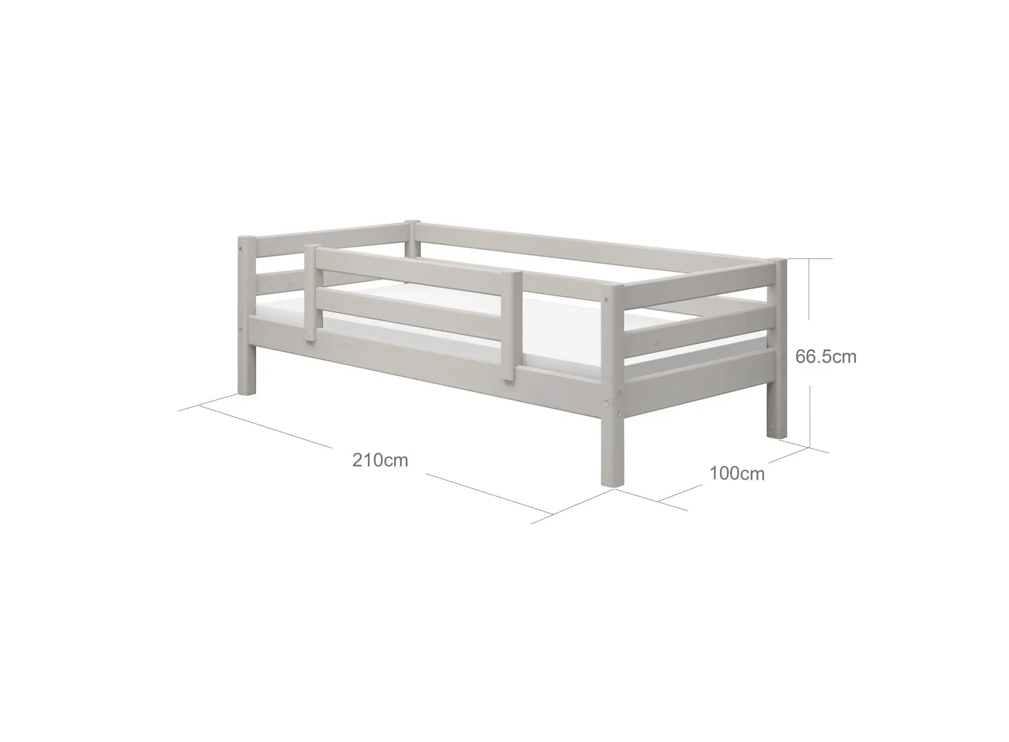 Single Bed with Safety Rail, 90x200 cm, Grey SINGLE_BED 200 flexa-com.myshopify.com