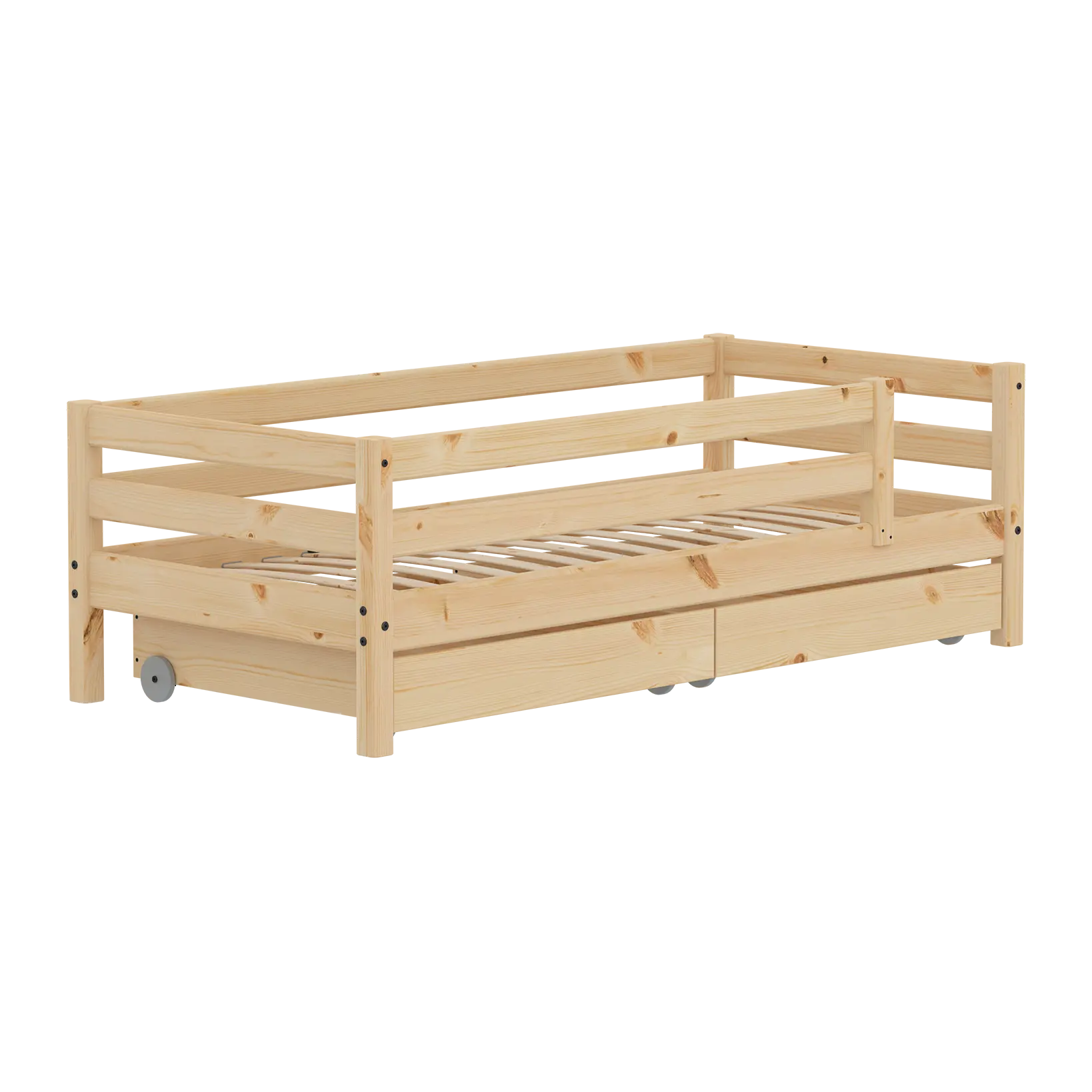 Single Bed with Safety Rail and Storage, 90x200 cm, Pine SINGLE_BED 200 flexa-com.myshopify.com
