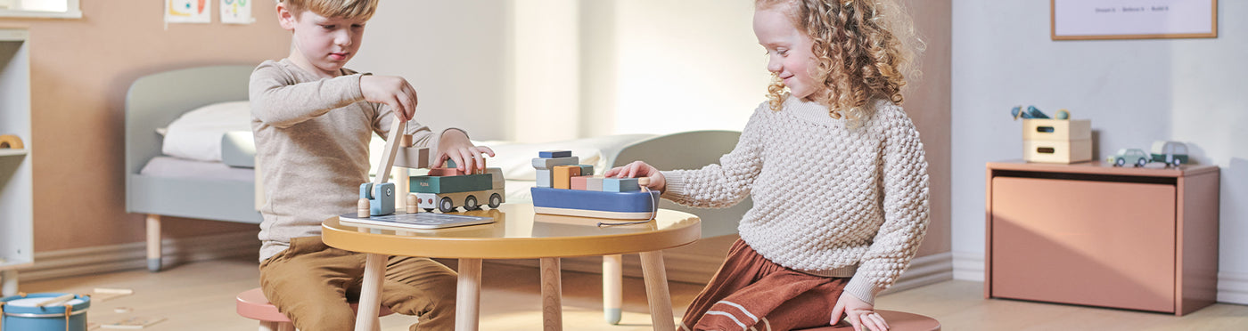 Girl and Boy Playing with FLEXA Play Container Ship, Truck and Crane