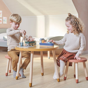 Children Playing with wooden toy Container Ship and Truck and Crane from FLEXA Play