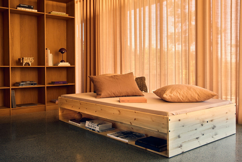 Double Bed with shelf, 140x200 cm