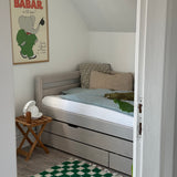 Single Bed with Pull-out Bed, Storage and Safety Rail, 90x200 cm, Grey