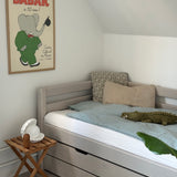 Single Bed with Pull-out Bed, Storage and Safety Rail, 90x200 cm, Grey
