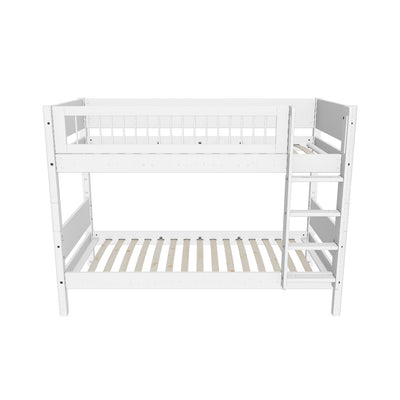 Bunk Bed with Safety Rails and Straight Ladder, 90x200 cm, White