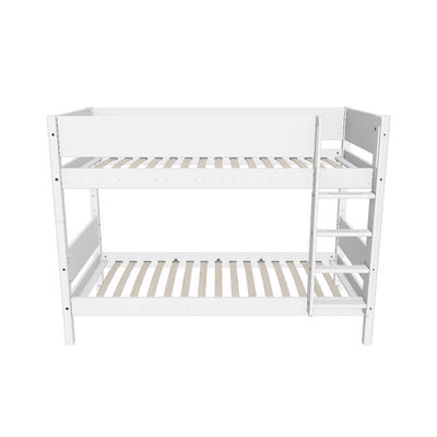 Bunk Bed with Safety Rails and Straight Ladder, 90x200 cm, White