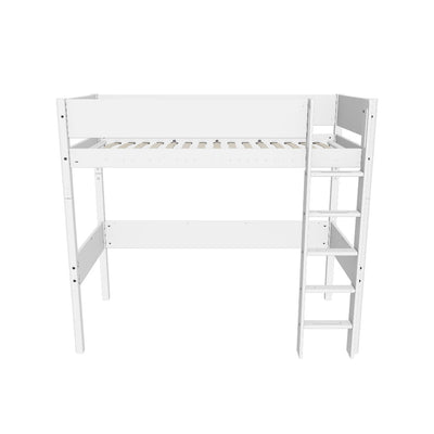 WHITE High Bed with Grooved Safety Rail, 90x200 cm, White