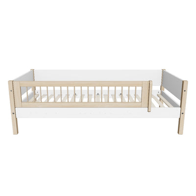 NOR Single bed with safety rail, 90x200 cm, White/Oak