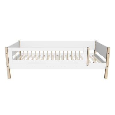 Single Bed with Safety Rails, 90x200 cm, White/Oak