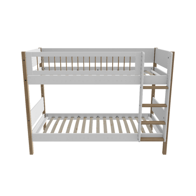 Bunk Bed with Straight Ladder and Safety Rail, 90x200 cm, White/Oak