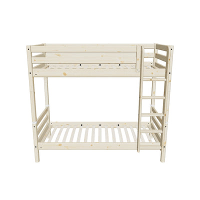 Bunk Bed with Straight Ladder and Safety Rail, 90x200 cm, Pine