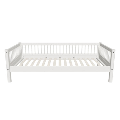 Single Bed with Safety Rail, 90x200 cm, White