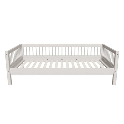 Single Bed with Safety Rail, 90x200 cm, Grey