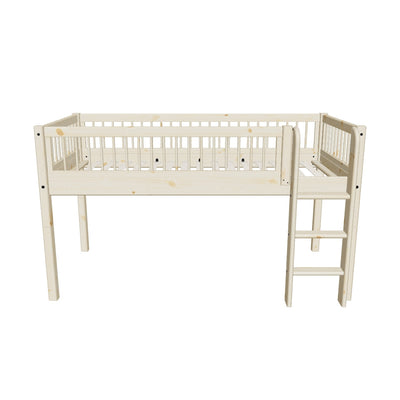 Mid-high Bed with Safety Rail, 90x200 cm, Pine