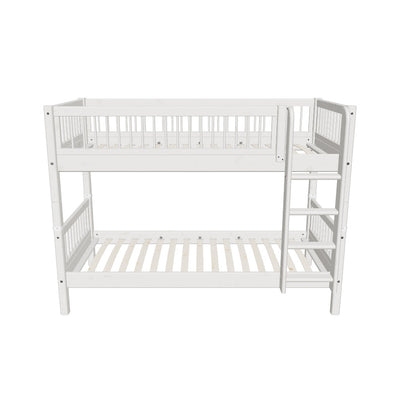 Bunk Bed with Straight Ladder and Safety Rail, 90x200 cm, White