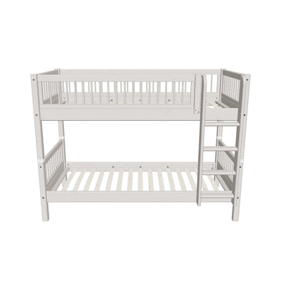 Bunk Bed with Safety Rails and Straight Ladder, 90x200 cm, Grey