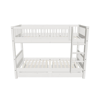 Bunk Bed with Storage and Safety Rail, 90x200 cm, White