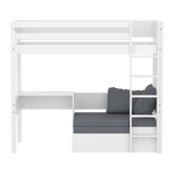 High bed with sofa, desk and mattress, 90x200 cm