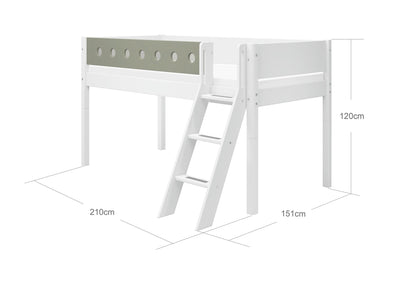 Mid-high bed w. slanting ladder