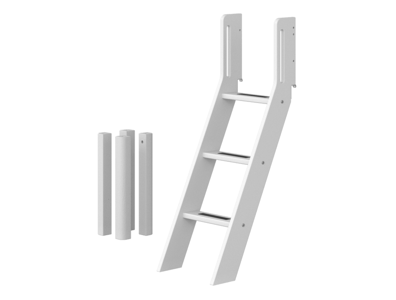 White - Schuine ladder en onderzetpoten voor halfhoogslaper