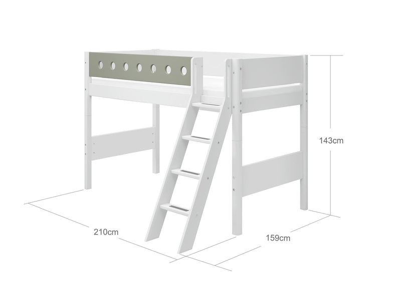 Semi-high bed w. slanting ladder