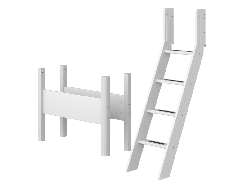 White - Schuine ladder en onderzetpoten voor verhoogde halfhoogslaper