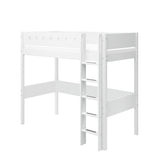 High Bed with Ladder and Safety Rail, 90x200 cm, White