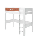 High Bed with Ladder and Safety Rail, 90x200 cm, White