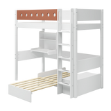 Casa High Bed with Desk, Sofa, Ladder and Safety Rail, 90x200 cm, White