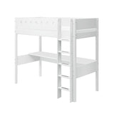 Casa High Bed with Desk, Sofa, Ladder and Safety Rail, 90x200 cm, White
