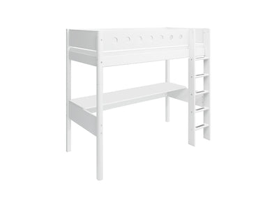 High bed w. straight ladder and desk