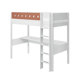 Casa High Bed with Desk, Sofa, Ladder and Safety Rail, 90x200 cm, White