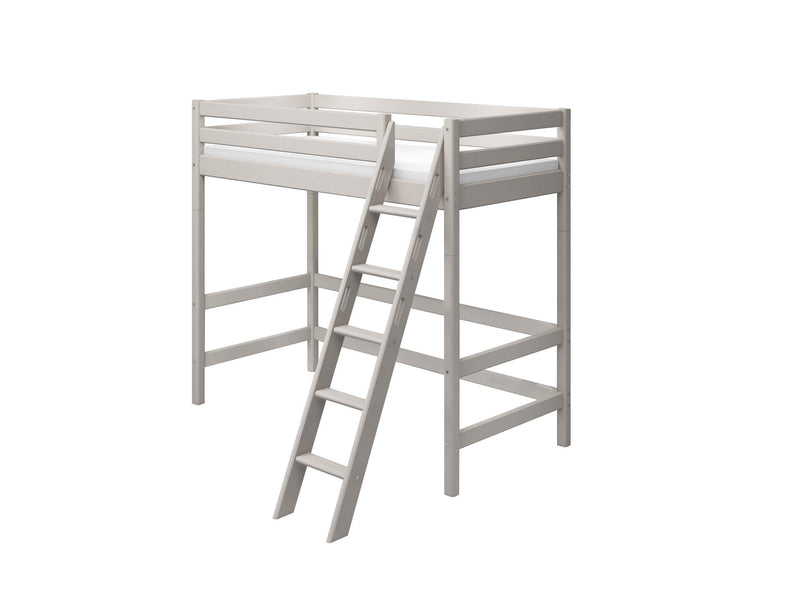 High bed with slanting ladder