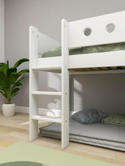Cama media-alta, escalera recta y frontales de cama para casa del árbol, marco de roble
