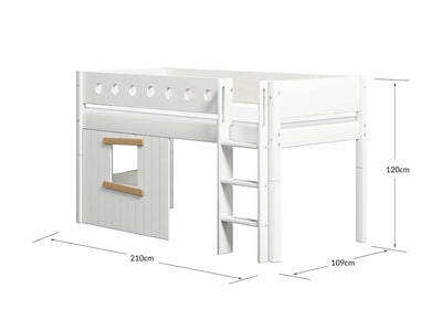 Mid-high bed, str. ladder & Treehouse Bed Fronts, oak frame